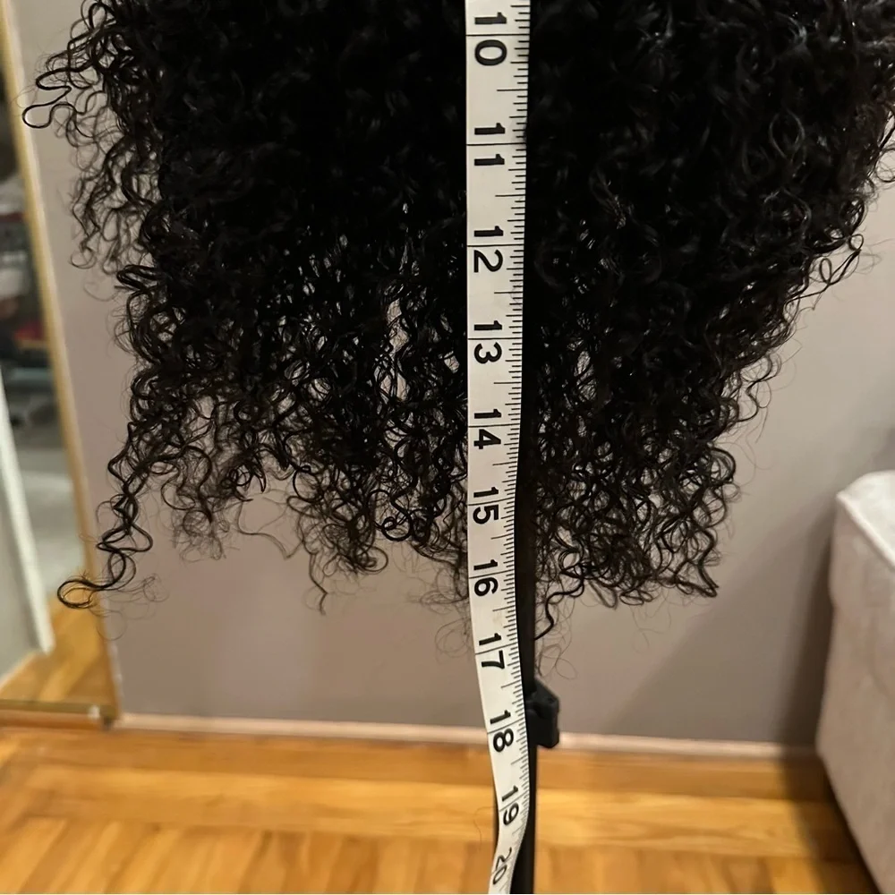 22” Nat Black Jerry Curly V Part Human Hair Wig‎ 150% Density glueless It#LG3